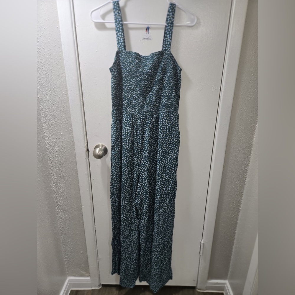 Teal Patterned Jumpsuit